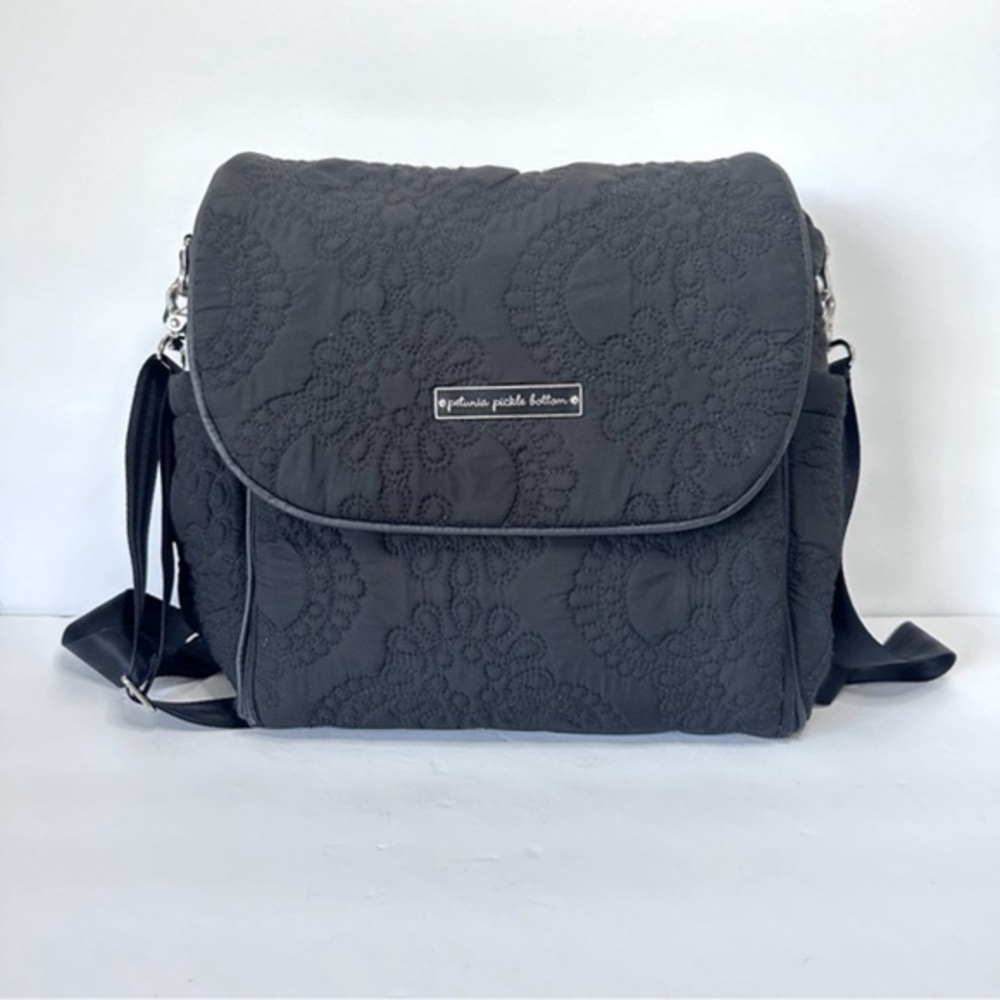 Petunia Pickle Bottom convertible diaper bag quilted black